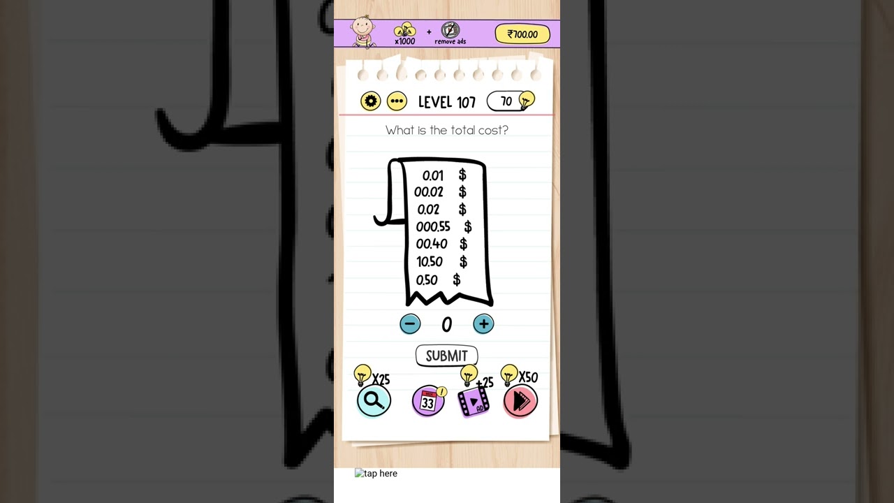 Brain test level - 107 ( What is the total cost? ) || the blackout gaming ||