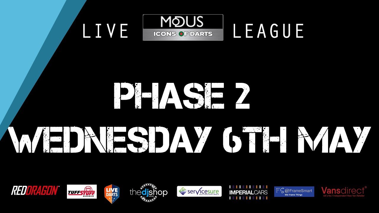 The LIVE MODUS ICONS OF DARTS LEAGUE PHASE 2 WEDNESDAY 6TH MAY YouTube