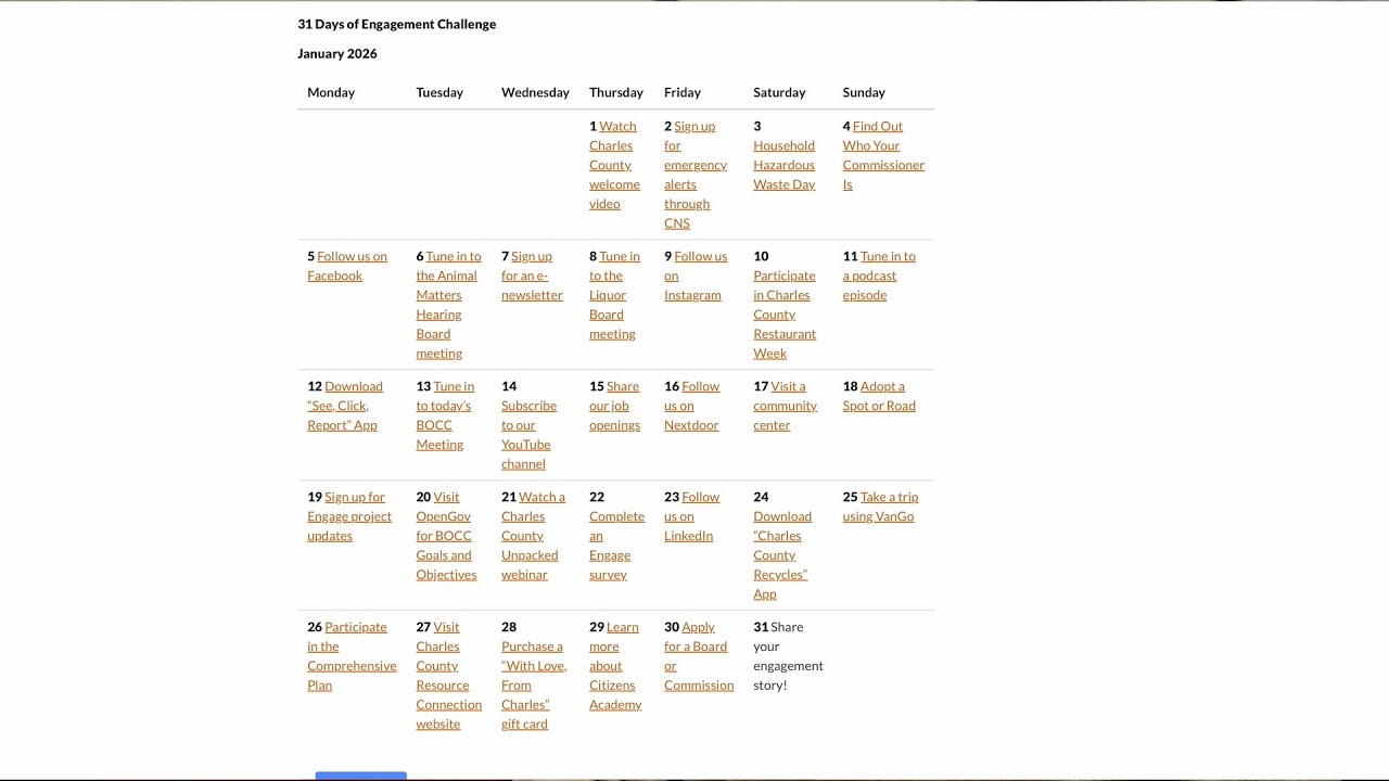 Your Charles County: 31 Days of Engagement