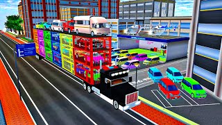 TRANSPORTING ALL CARS, RED, YELLOW, BLUE, GREEN & PINK WITH A LONG TRAILER TRUCK - Sakura 🚨💕💕