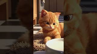 Funny Kitten Finds Giant Milk Bowl #kitten #funnycat #cutecats #kitty #funny #kids #cuteanimals #ai