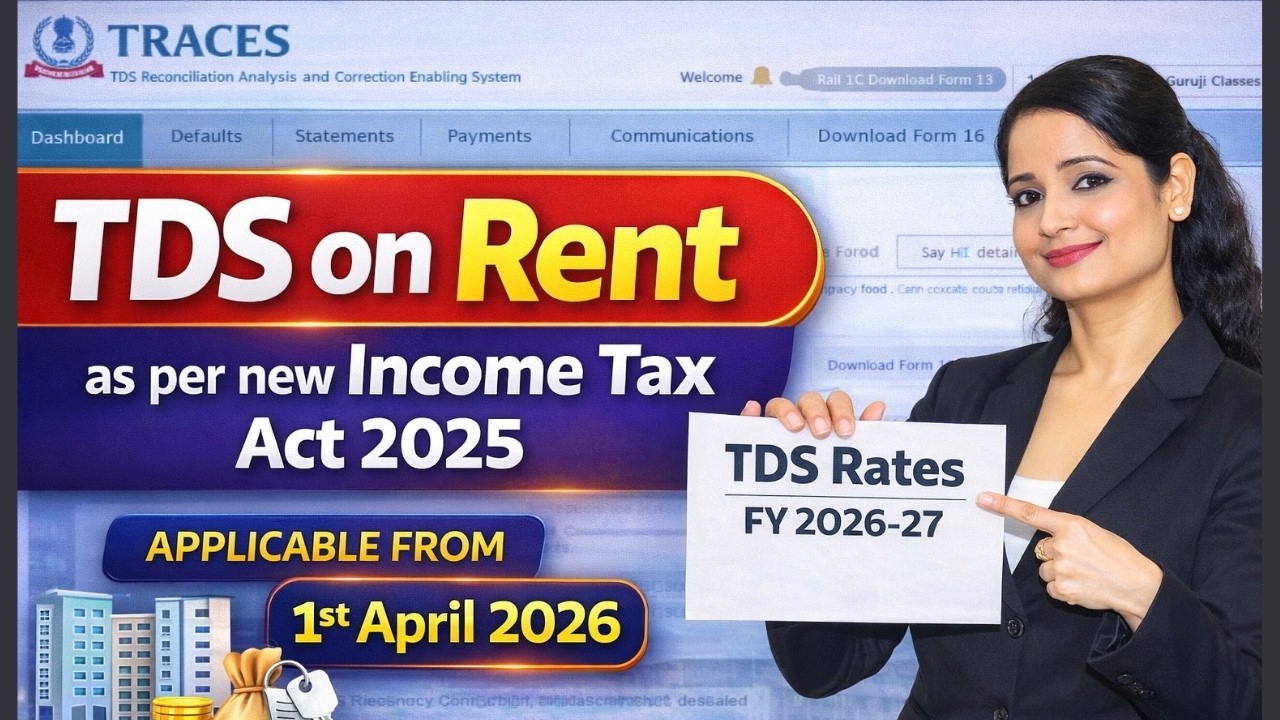 TDS on Rent New Section FY 2026-27 as per Income Tax Act 2025 | TDS Rates FY 2026-27