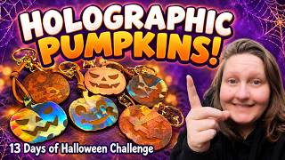 Making Holographic Pumpkin Keyrings with Epoxy Resin! 🎃 Halloween Resin Crafts