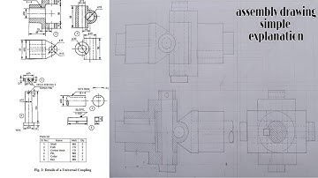 assembly drawing of universal coupling - assembly drawing engineering drawing