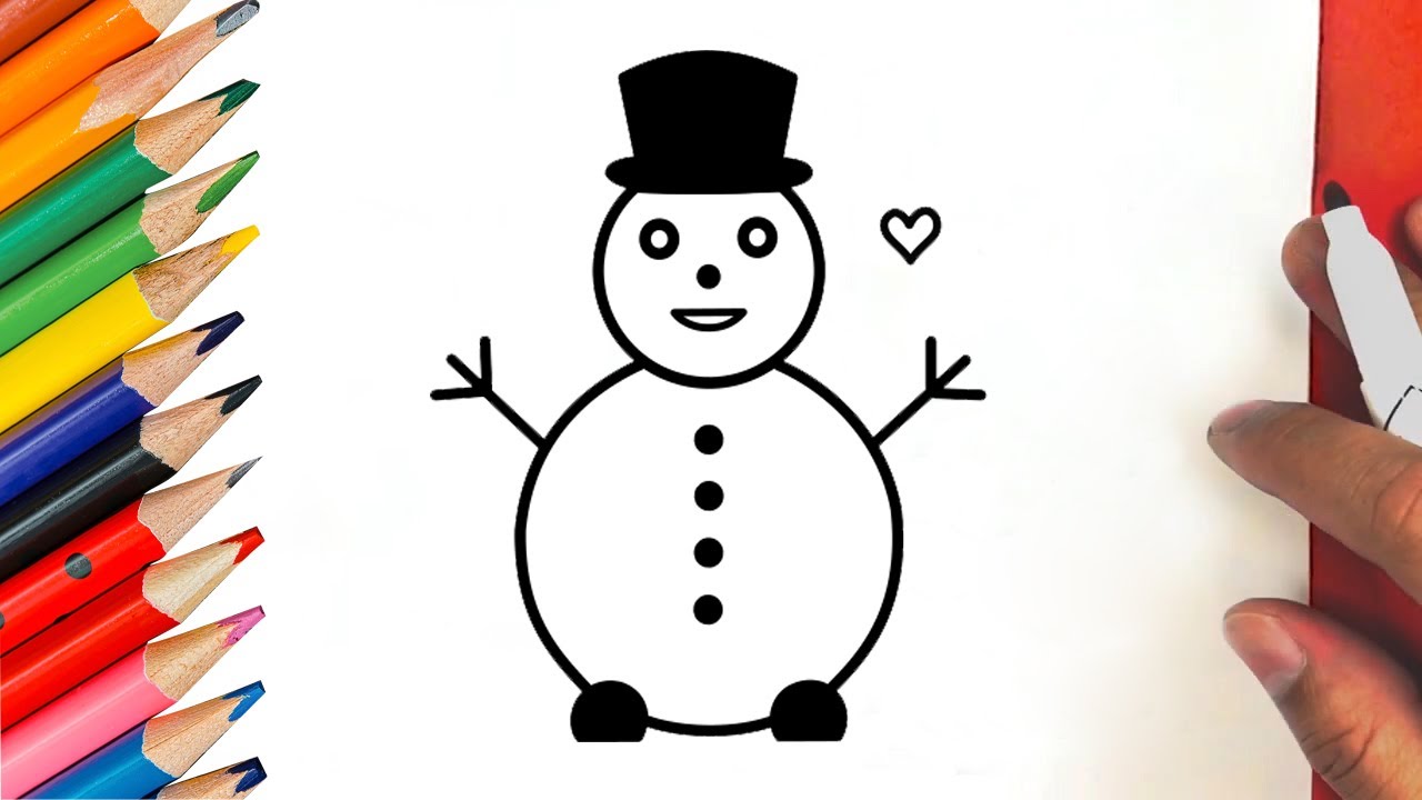 Drawing Christmas snowman | How to draw a snowman so cute - YouTube