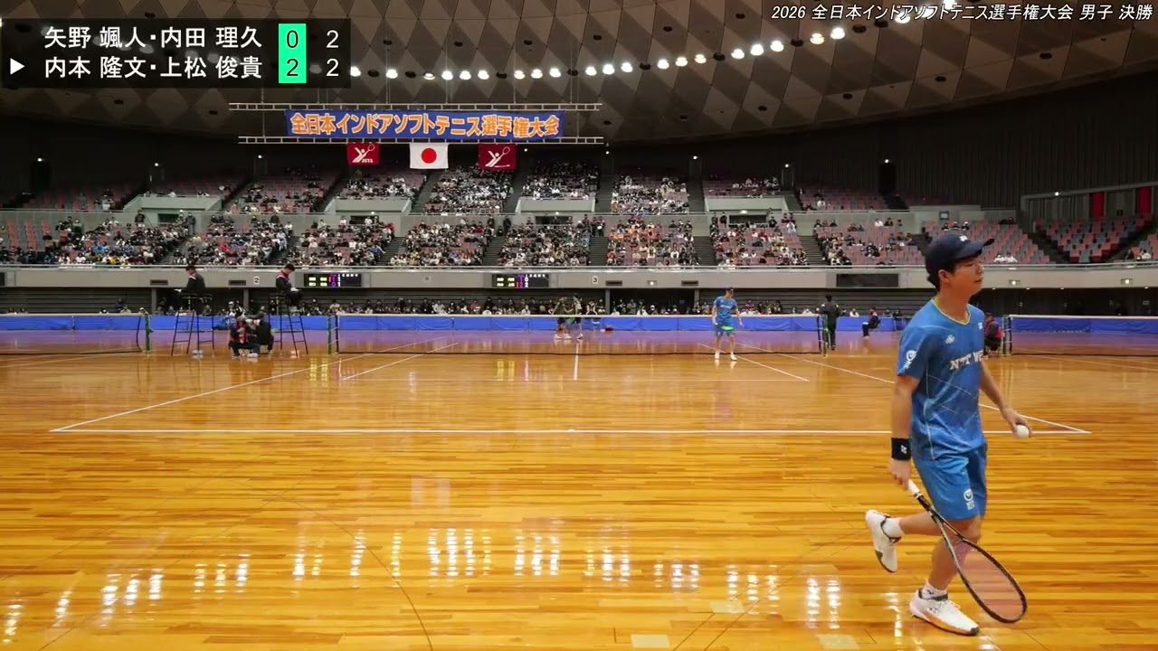 2026年 全日本インドア ソフトテニス選手権大会 男子 決勝 矢野 颯人・内田 理久(ＮＴＴ西日本） 対 内本 隆文・上松 俊貴(ＮＴＴ西日本）