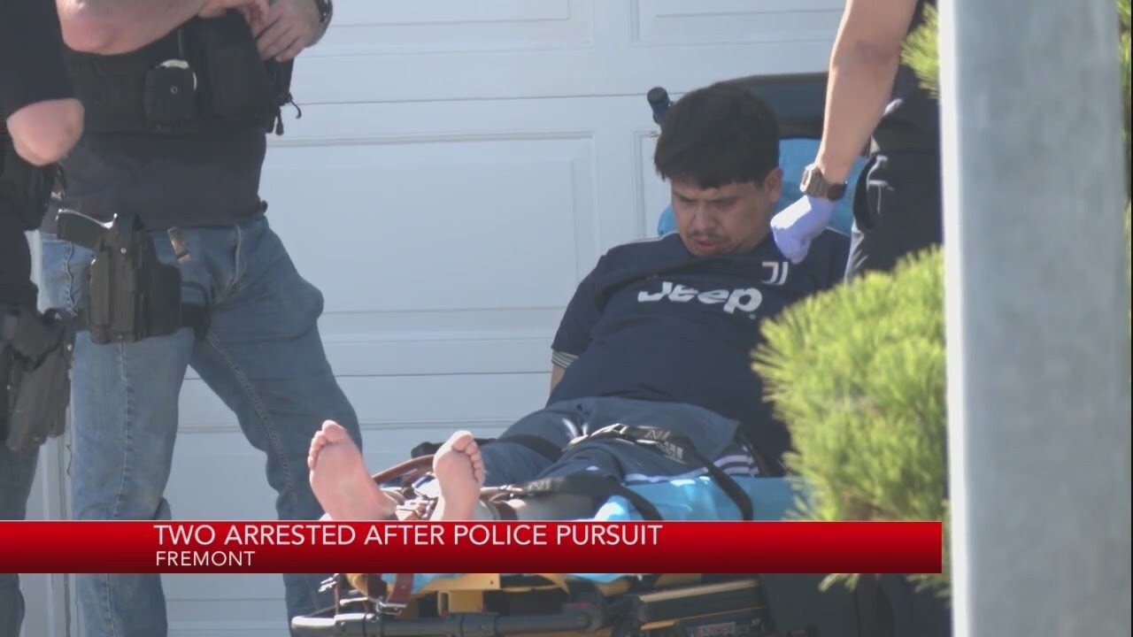 Two arrested after police pursuit ends in Fremont - YouTube