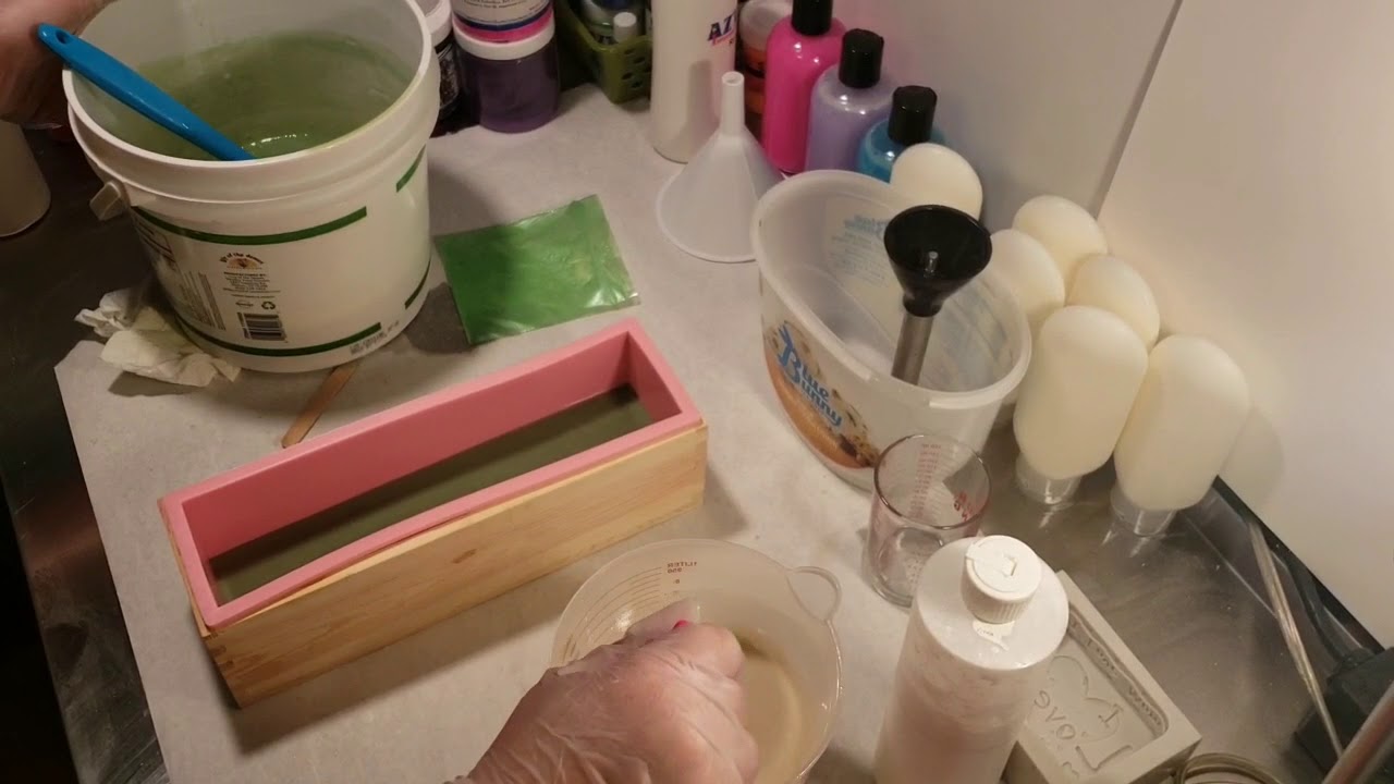 Rosemary Mint Cold Process Soap Making and Cutting - YouTube