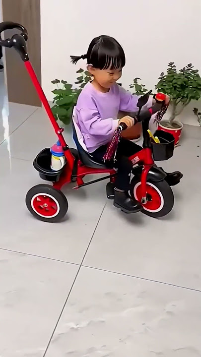 Children's tricycle bicycle, very practical, dual basket design #baby #cutebaby #tricycle
