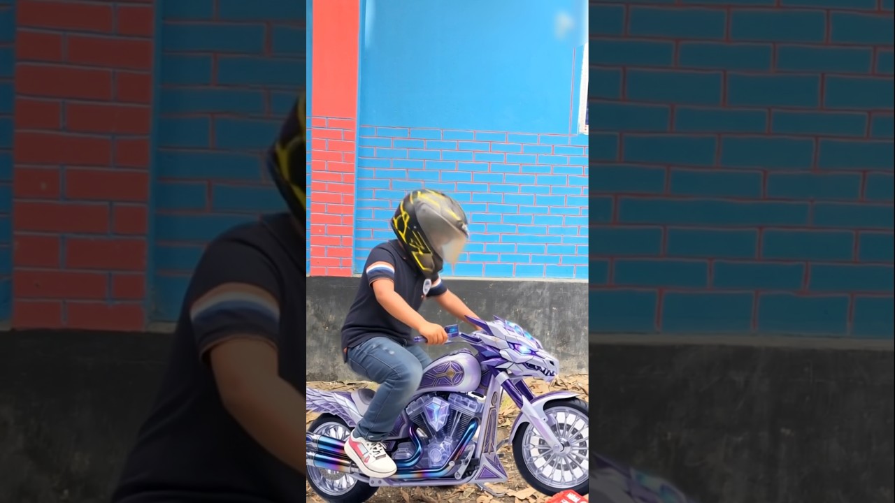 Little Brother riding a Dragon fictional Bike 🐉🏍️#shorts