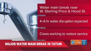 Large water main rupture causes disruption in city of Tatum