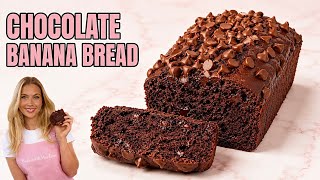 The BEST Soft & Gooey Double Chocolate Banana Bread Recipe ♡ Bake With Me