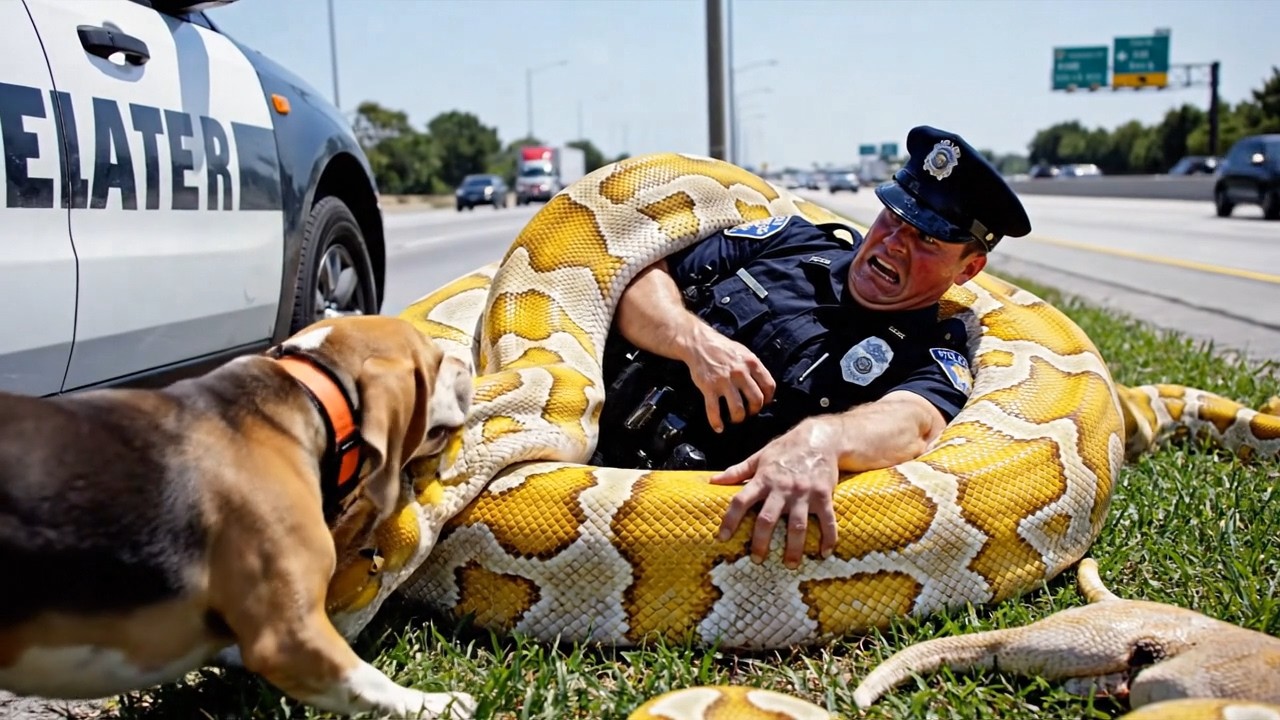 Police Officer Rescued from Giant Yellow Python by Hero Beagles - YouTube