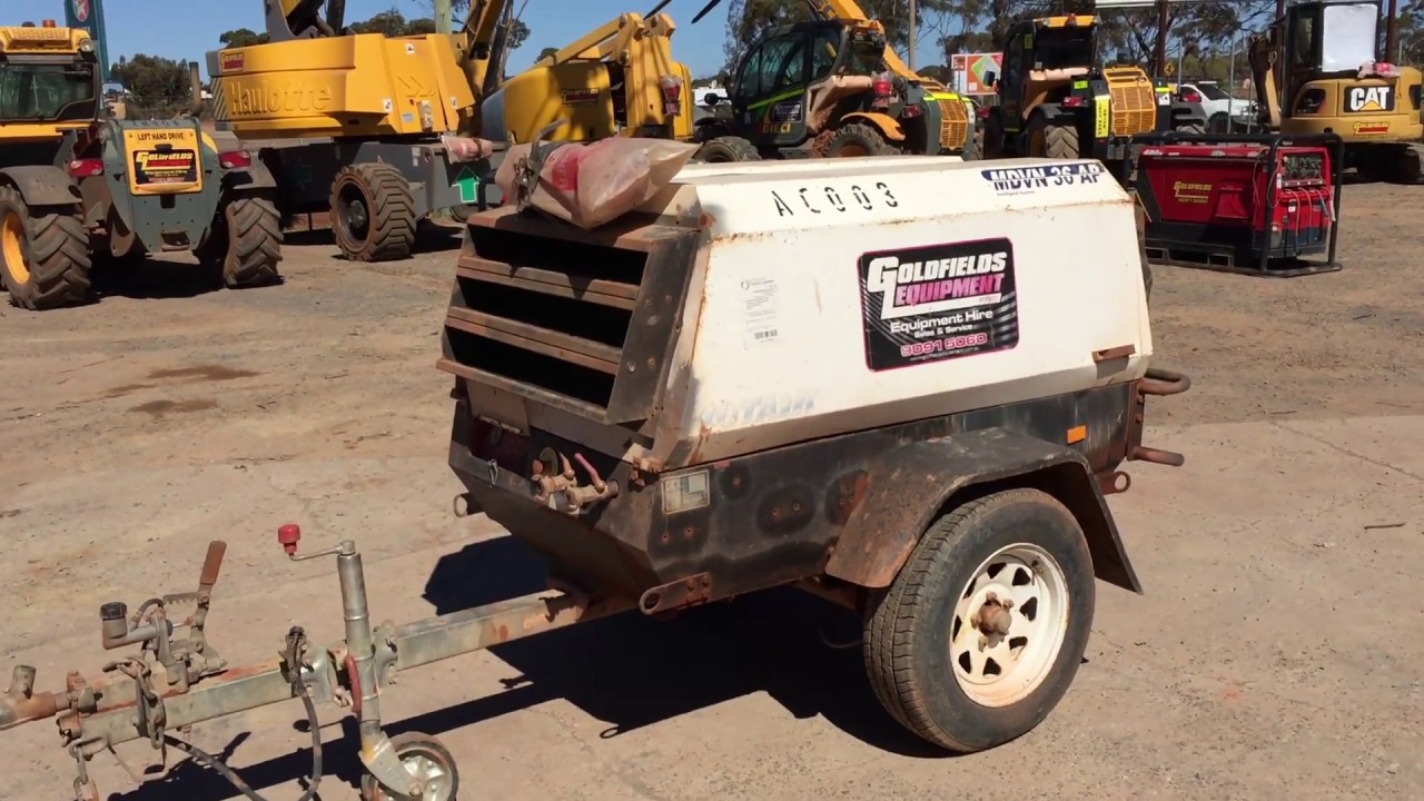 2011 Rotair MDVN36 AP Silenced Enclosed Diesel Air Compressor Mounted on Single Axle Trailer