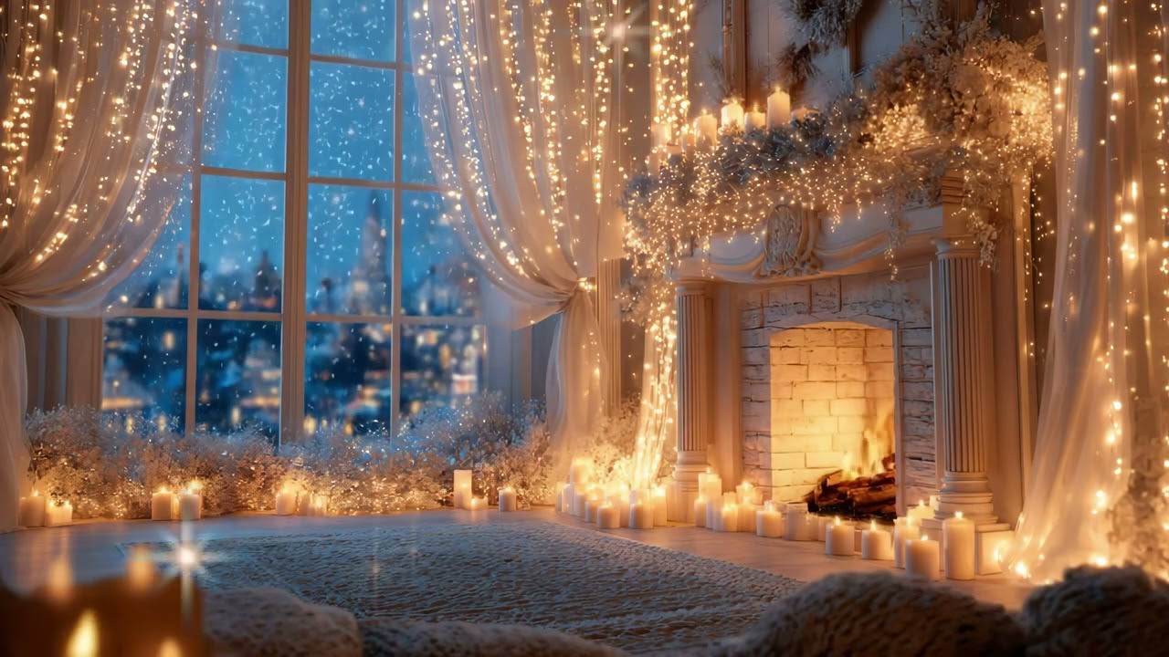 Christmas Ambience 🔥 Relaxing Christmas Music 🔥 Christmas Fireplace Background