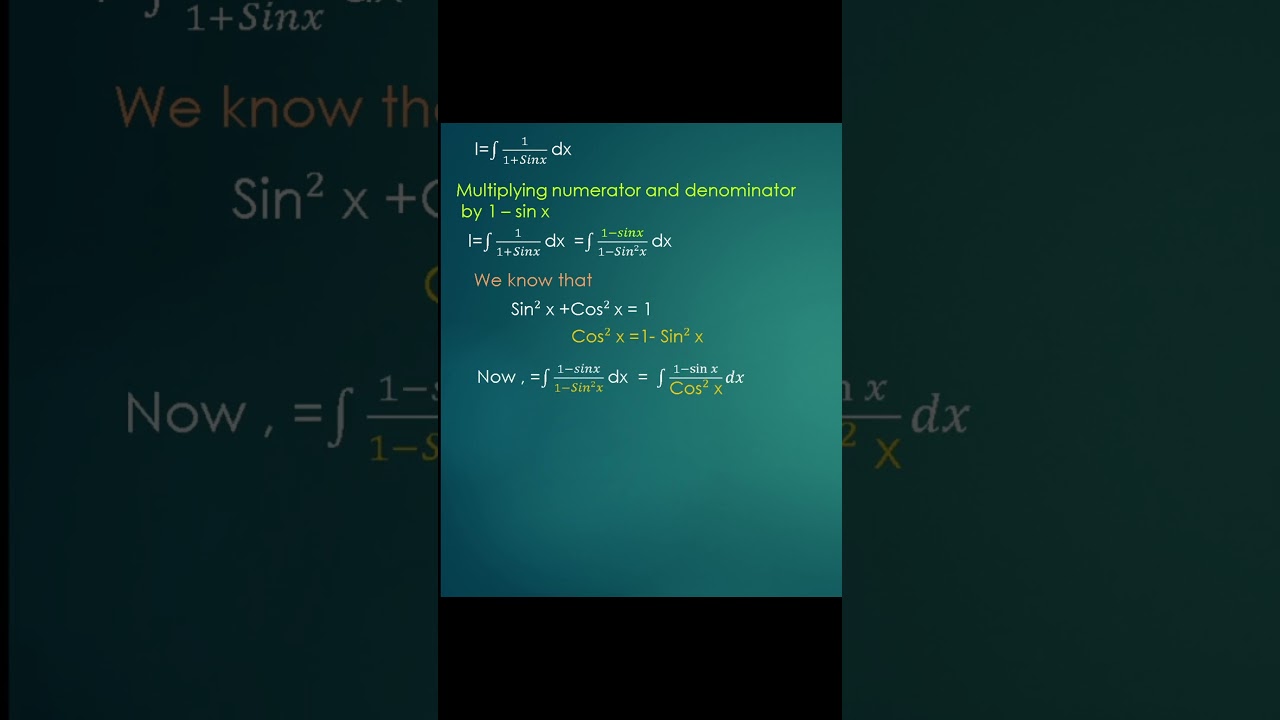 1/1+sinx integral | integration class 12 isc | isc math class  