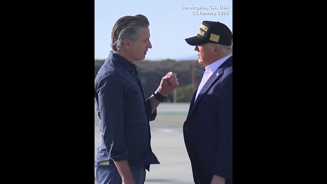 Newsom greets Trump as he arrives in California to survey wildfire damage