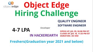 Object Edge | Hiring Challenge | 4 - 7 LPA | Developer