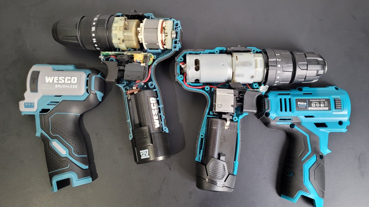 DIFERENÇA DE MOTOR BRUSHLESS vs MOTOR COM ESCOVAS, Abrindo parafusadeira  philco e wesco 12v