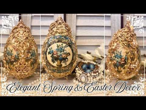DIY Elegant Spring & Easter Decor with Decoupage & Moulds | Bejewelled Bird Nest | Fine Line Crackle