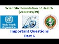 Scientific Foundation of Health SFH VTU BE B TECH DEGREE EXAM I year students Model question paper