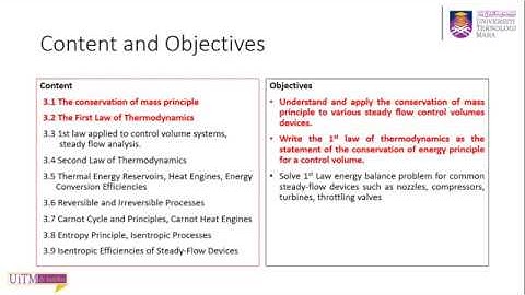 MEC251:Chapter 3:3.1&3.2:Conservation of mass principle and 1st Law of thermodynamics
