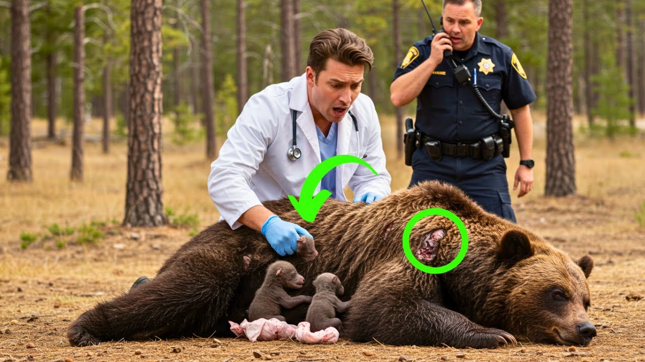 Infested She-Bear Gives Birth to Three Cubs-When the Vet Saw Them, He Called the Police Instantly!