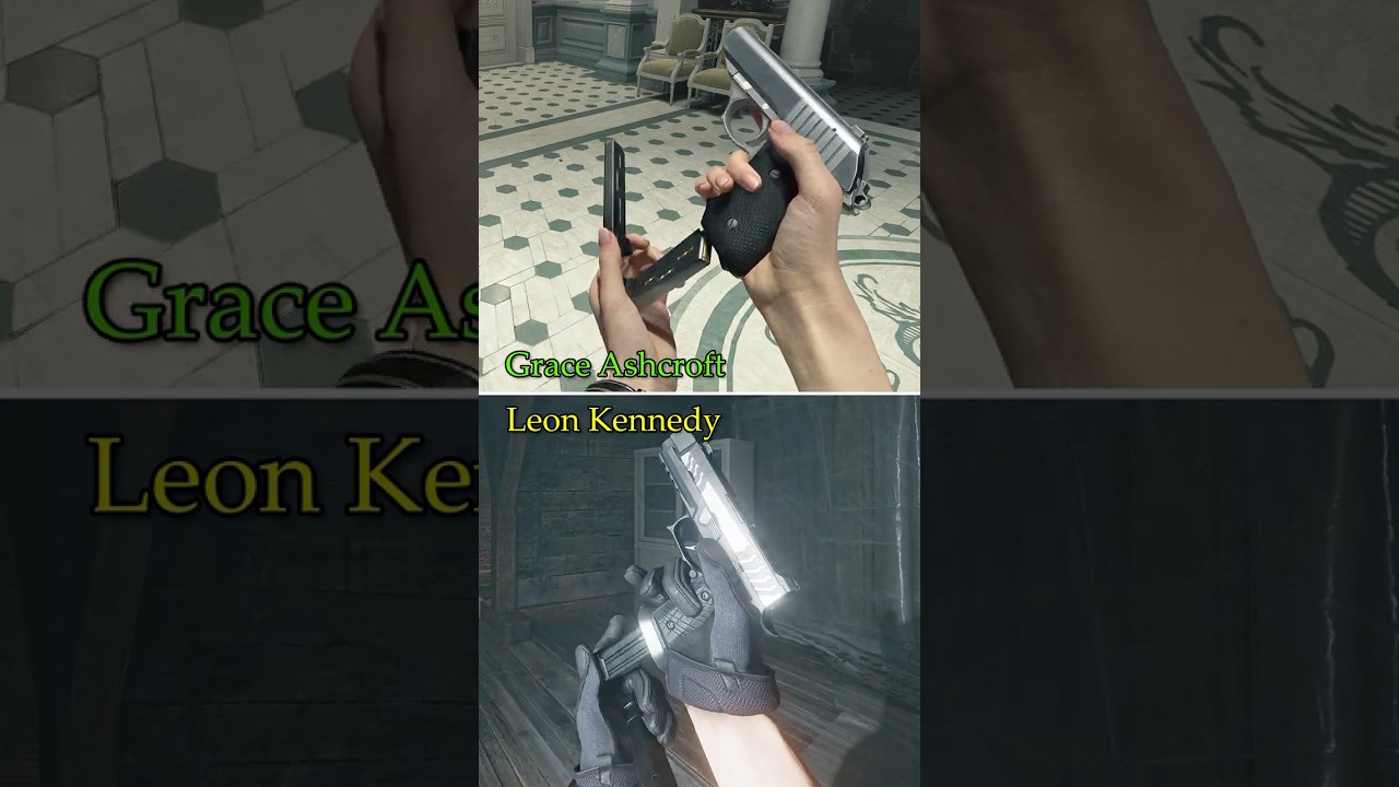 Leon VS Grace Gun Handling in Resident Evil Requiem