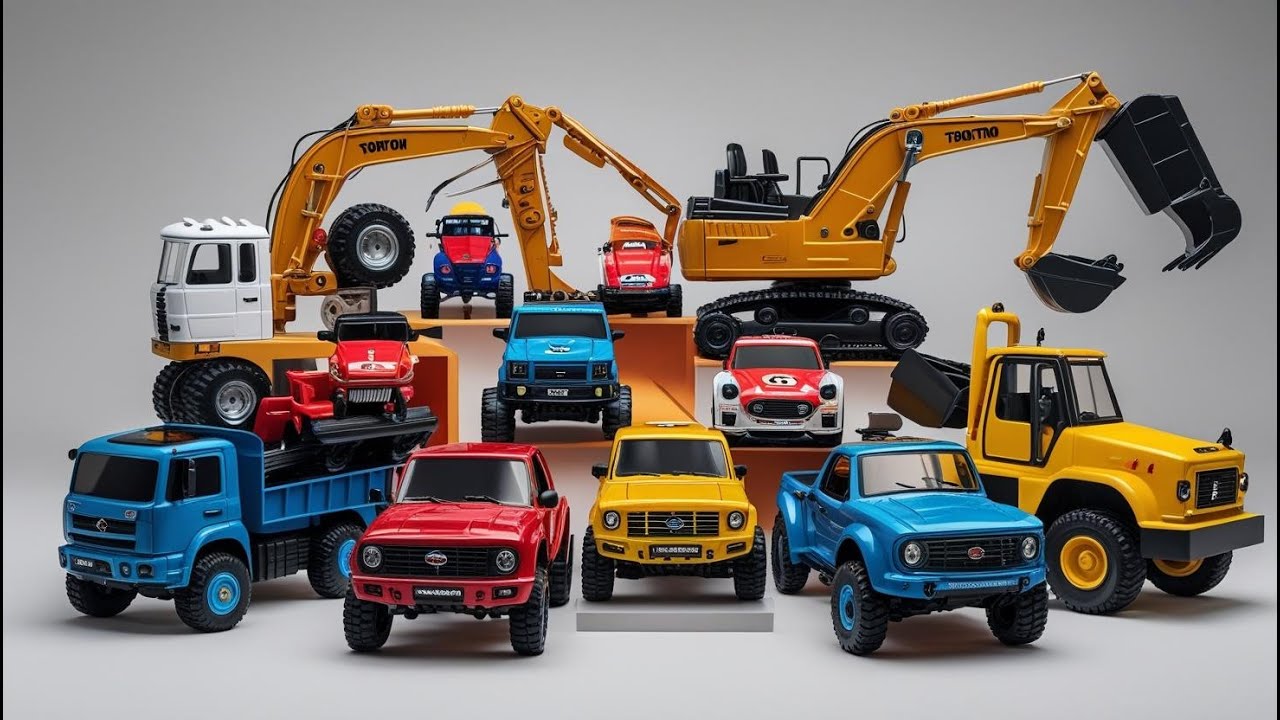 Mencari dan Merakit Mobil Mobilan Truk Tangki Panjang, Dump Truk, Mobil Pemadam, Crane, Truk Molen