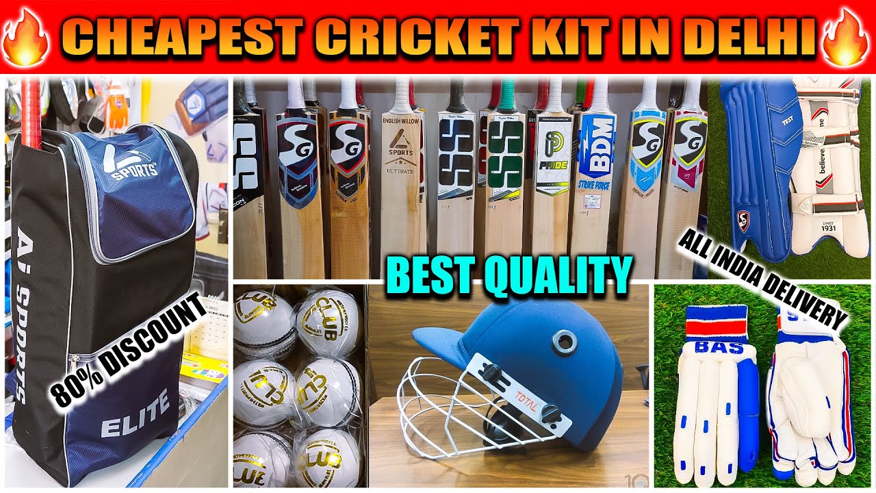 Cheapest cricket kit in Delhi Cheapest Leather Bat Market🔥 80 Off