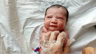 Gorgeous Chubby Newborn baby 3.4kg after birth waiting for her Twin brother is so Cute