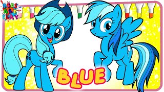 My Little Pony Applejack And Rainbow Dash COLORED BLUE Coloring Pages How To Color