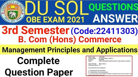 MANAGEMENT PRINCIPLES AND APPLICATIONS Question Paper | MANAGEMENT PRINCIPLES AND APPLICATIONS OBE