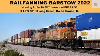Morning Train: BNSF Intermodal BNSF 4135 S-LBTLPC1-18 Long Beach, CA. to Elwood, IL.
