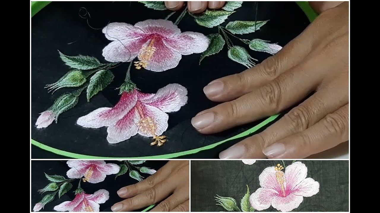 belajar bordir manual mahir (HAND EMBROIDERY) bunga sepatu semi realis. eps 7.