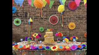 Fun Express - Multicolor Tissue Flower Garland for Party - Party Decor - Hanging Decor - Garl Review