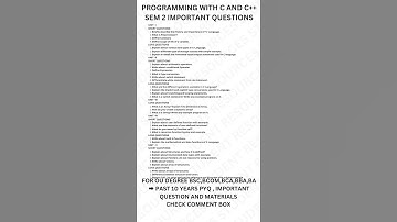 Programming with c and c++ sem 2 Important Questions #bcom #sme2 #ou #importantquestions