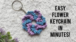 Easy Flower Keychain Tutorial | DIY Flower Bag Charm | Macrame Bag Accessory | DIY Macrame Keychain