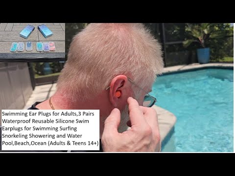 Swimming Ear Plugs for Adults, 3 Pairs Waterproof Reusable Silicone Swim Earplugs, Noise Reduction.