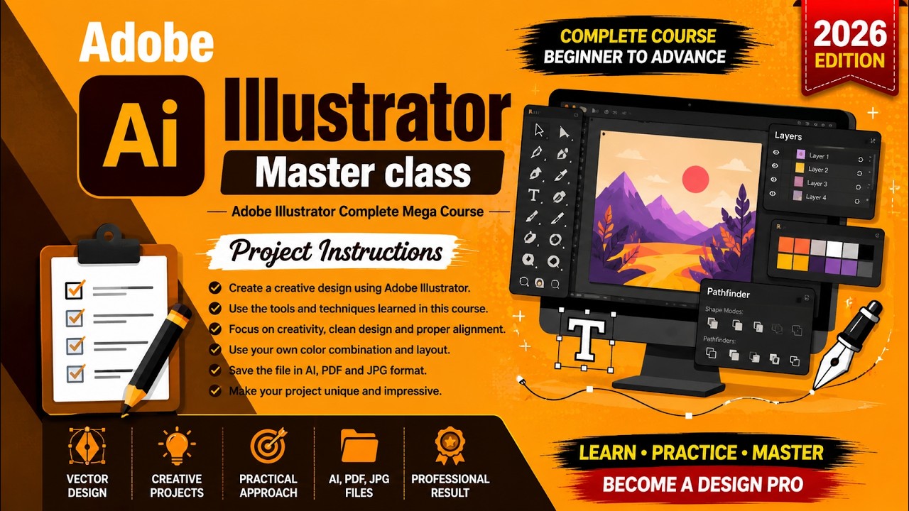 Adobe Illustrator Project Instructions | Complete Mega Course - YouTube