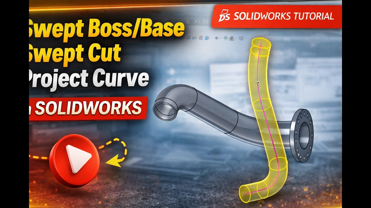 SolidWorks Project Curve + Sweep Features FULL Tutorial - YouTube