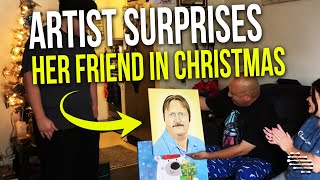 Artist Surprises Her Friend in Christmas With a Portrait She Painted of Her Father
