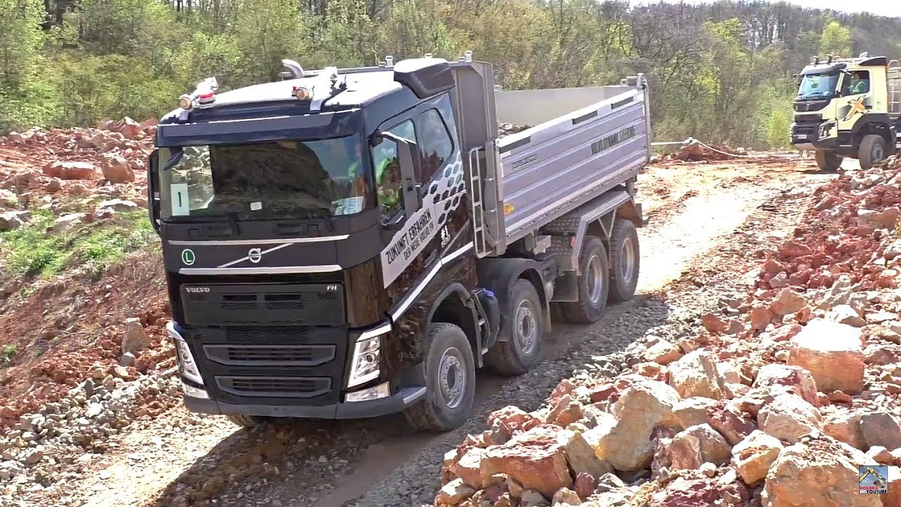 Volvo offroad trucks in quarry YouTube