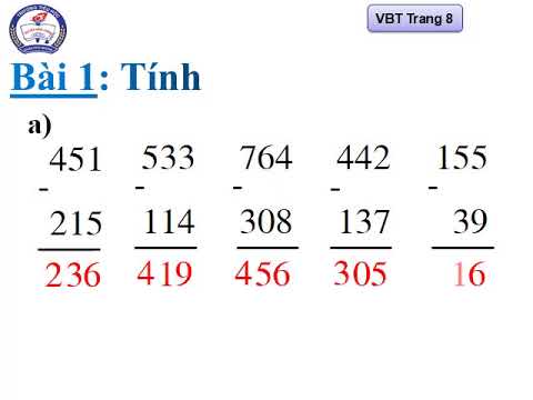 LỚP 3 - Tuần 2: TOÁN: TRỪ CÁC SỐ CÓ BA CHỮ SỐ