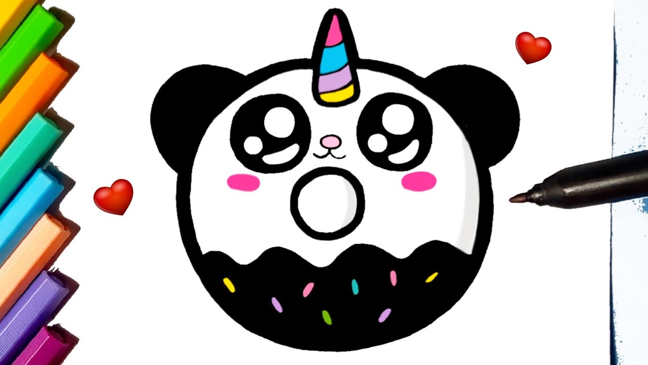 Panda no donut para colorir - Imprimir Desenhos