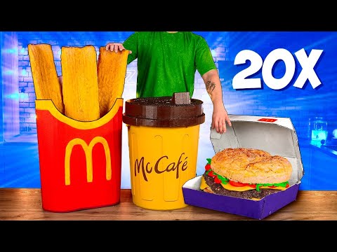 УВЕЛИЧИЛИ МЕНЮ McDonald’s В 20 РАЗ / ГИГАНТСКИЙ БИГ ТЕЙСТИ / ОГРОМНАЯ КАРТОШКА ДИПЫ / БОЛЬШОЙ КОФЕ