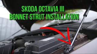 Skoda Octavia III, mk3 - Bonnet strut installation Tutorial