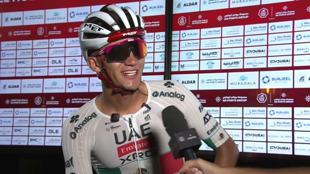 UAE Tour 2026 - Stage 6 - Isaac Del Toro's reaction after his stupendous victory in Jebel Hafeet