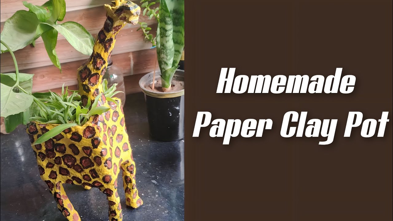 how to create paper clay pot at home | paper clay diy | Paper clay art ...