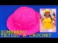 Sombrero tejido a crochet con aplicaciones de rosas  paso a paso